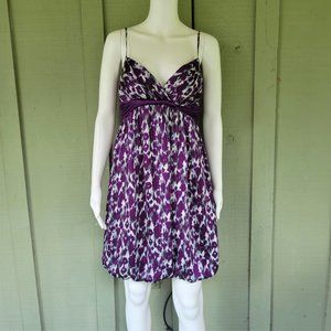 NWT MAX & CLEO Purple Print Bubble Hem Dress 4